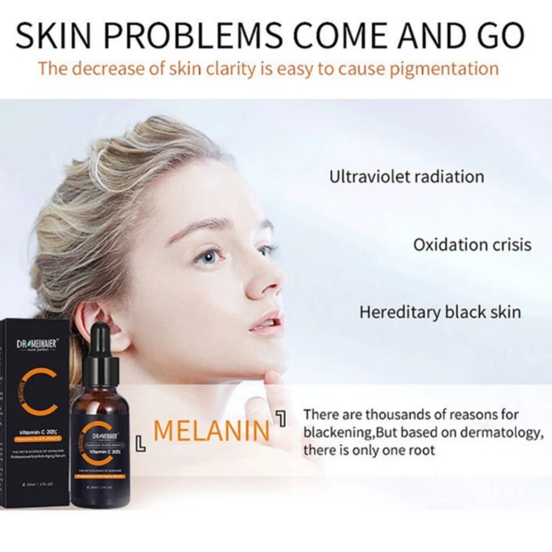 DR MEINAIER Vitamin C Face Serum with Hyaluronic Acid & Vitamin E Whitening Moisturizing Brightening Improve Roughness Lighten Spots Facial Essence