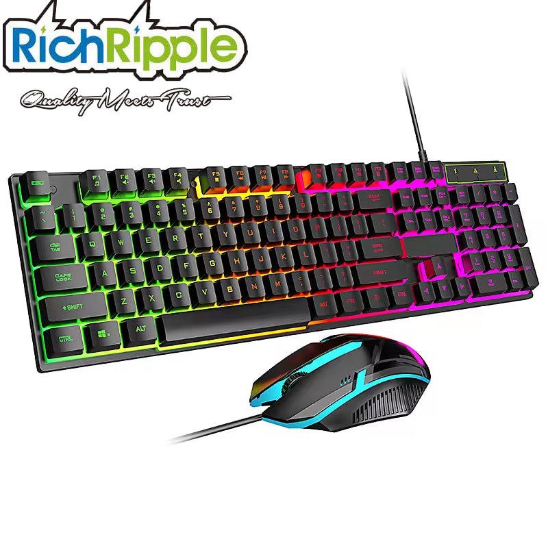 RichRipple Keyboard & Mouse Combos Backlit Gaming Keyboard And Mouse Rubber Russian Wired Keyboard Suitable For Gamers