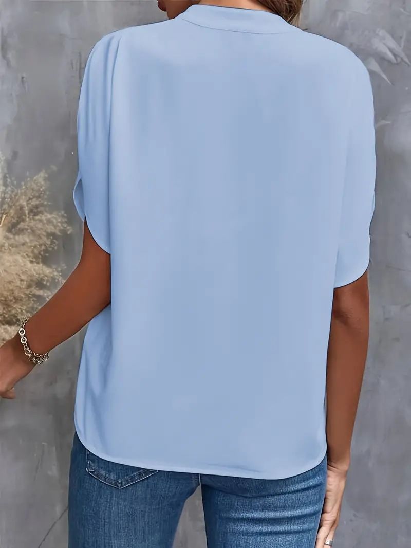 Women's Summer Clothing Blouses Casual Solid Color V-neck Loose Shirt Women's Top Clothes