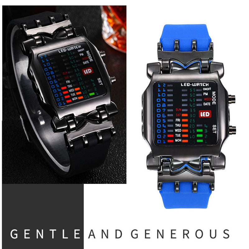 New Watches Multifunctional Popular Square Dial Unisex Binary LED Digital Watches Rubber Band Casual Sport Outdoor Wrist Watch Luminous Smartwatch For Men Women Smart Bracelet Gifts