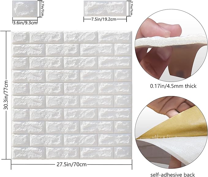 5pcs 70cm*77cm Self Adhesive Foam Wallpaper DIY 3D Wall Panel Living Room Brick Stickers Bedroom Kids Room Brick Papers Home Wall Decor