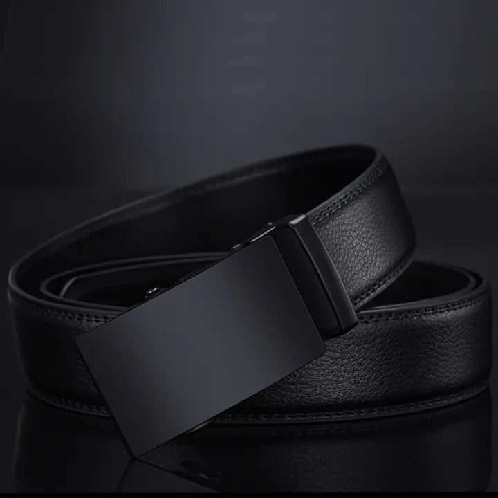 Men's Ratchet Belt with Automatic Sliding Buckle Belt Men Top Quality Luxury Leather Belts for Men,Strap Male Metal Automatic Buckles mens belt,ratchet belt buckle,adjustable belt,black belt