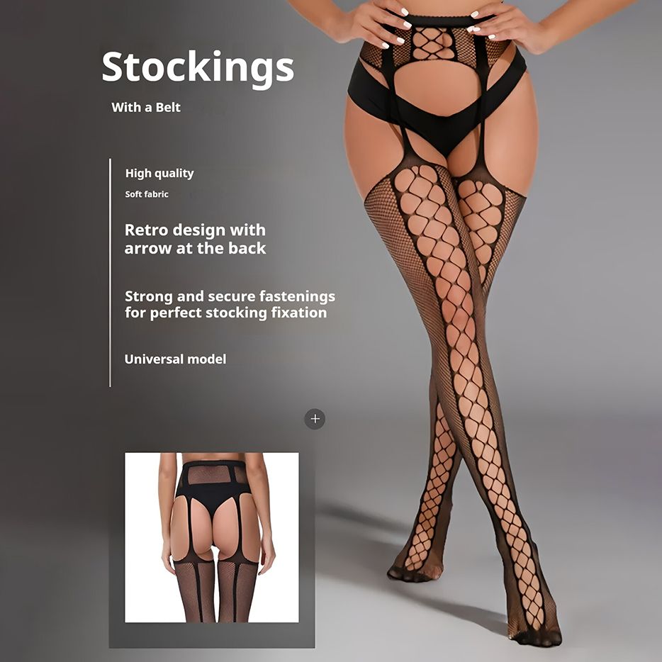Erotic Stockings Women Fashion Hollow Out Sexy Pantyhose Black Tights Fishnet Stockings Club Party Hosiery Female Sexy Lingerie Girls Thigh Mesh Socks Garter Belt Women Plus Size Thigh High Socks