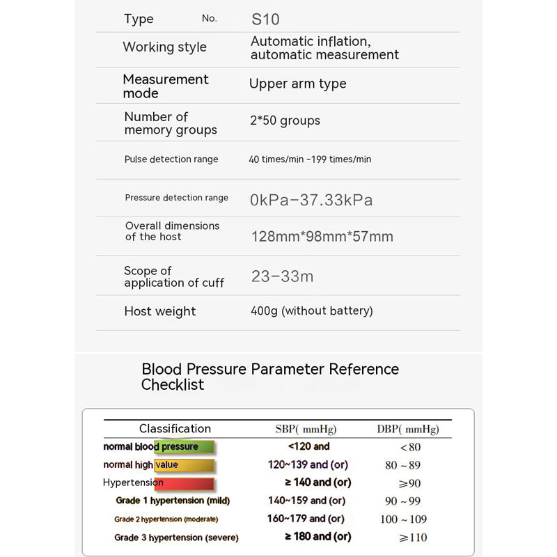 Blood Pressure Monitor Medically Accurate Upper Arm Cuff Digital Health Monitors Voice Broadcast Health Care Medical Equipment Measurement Tool LCD Digital Tonometer Sphygmomanometer