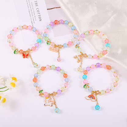 Fresh Cute Bracelet Minimalist Women's Bracelet Accessories Random Crystal Bracelet Crystal Clear Beautiful Bracelet Colorful Ball Bracelets