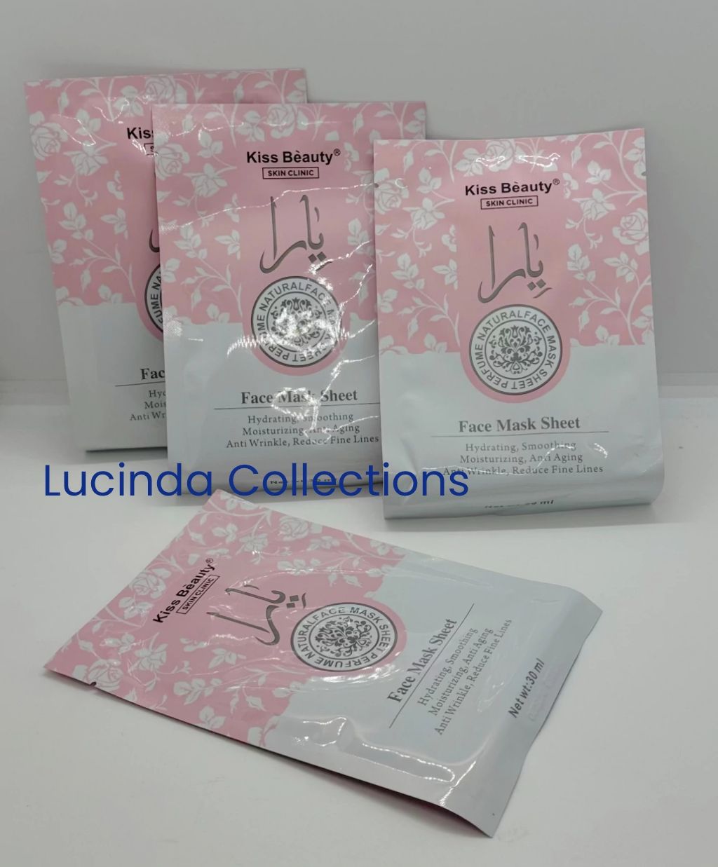 10 PIECES Skin Clinic Arabic Perfume Natural Sheet Mask Pack Anti Acne Soothing Repair Hydrating Facial Mask Wholesale Kiss Beauty Anti wrinkle Aging Yara Soothing Repairing Moisturizing Face Mask