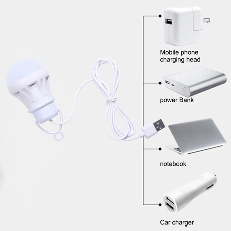 FRANK LED USB Power Book Light 5W 5V LED LED Reading Student Study Table Lamp Lantern Portable Camping Lamp Mini Bulb Super Birght For Outdoor White