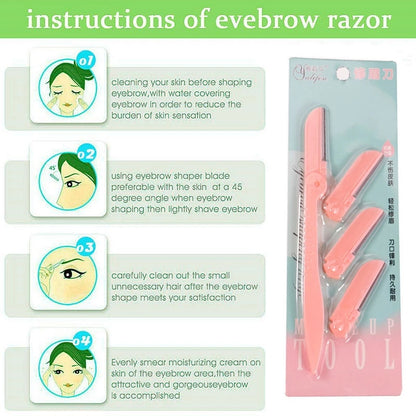 4pcs/set Eyebrow Trimmer Eye Brow Razor Face Body Hair Removal Shaver Eyebrow Blades Scissors Women Profiler Beauty Makeup Tools