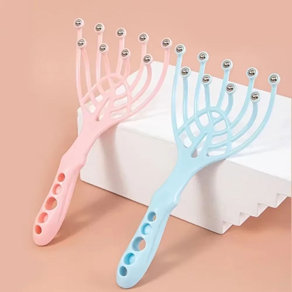 1pc Head Massager Scalp Neck Massage Comb Roller 9 Claws Steel Ball Hand Held Relax Spa Hair Care Stress Relief Itching Artifact