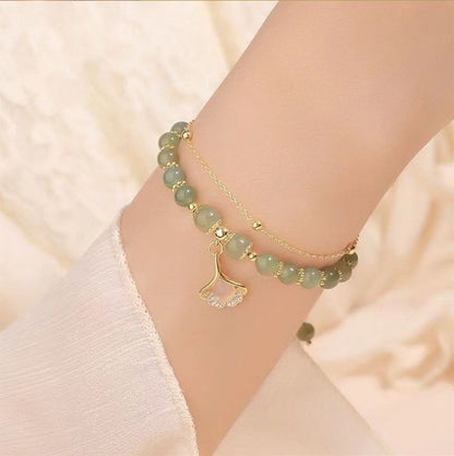 Women's bracelets, double-layer apricot leaf bracelets, women's fashion, high-end sense, Valentine's Day gifts for girlfriends, birthday gifts, female accessories