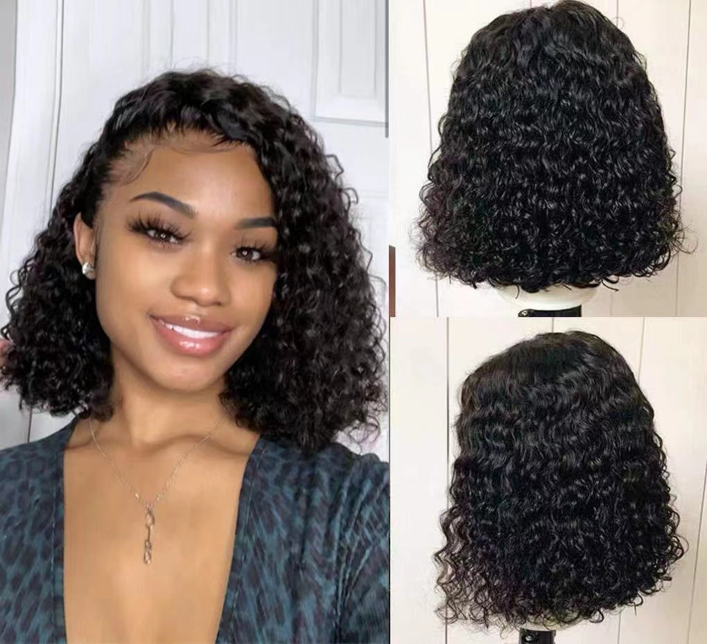 Wig small curly hair synthetic natural short curly black wigs for lady gift