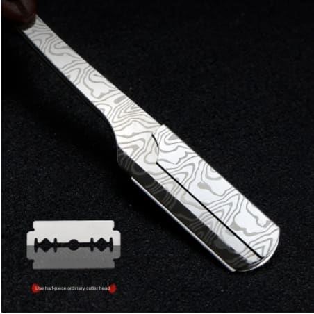 Mens Shaving Barber Tools Hair Razor and Blades Antique Black Folding Shaving Knife Stainless Steel Straight Razor Holder