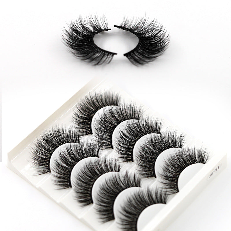 5 Pairs/Set 3D Soft Faux Mink Hair False Eyelashes Stereoscopic Multi layer Wispy Fluffy Mixed Pack Lashes Eyelash Extension Thick And Natural False Eyelashes Makeup Tools