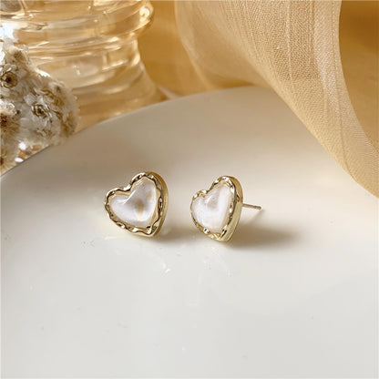 S925 silver needle elegant temperament simple gold rim small peach heart earrings new stud earrings new to Black Friday Christmas Valentine's Day gift