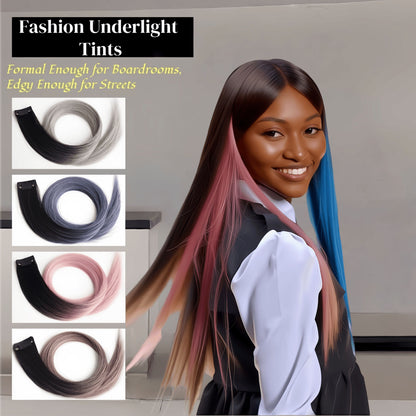 Synthetic Fiber Clip-in Underlight Extensions | Damage-Free Gradient Hair & Social-Ready Style (Church Ready, Smoky Blue Gradient, 20 Inch, Lightweight, Daily/Professional Use)
