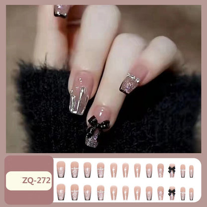 24Pcs nail enhancement fake nail patches reusable snap on style wearing nail patches
