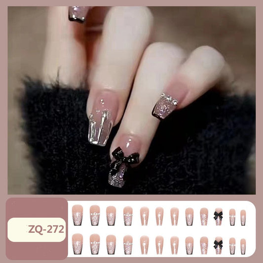 24Pcs nail enhancement fake nail patches reusable snap on style wearing nail patches