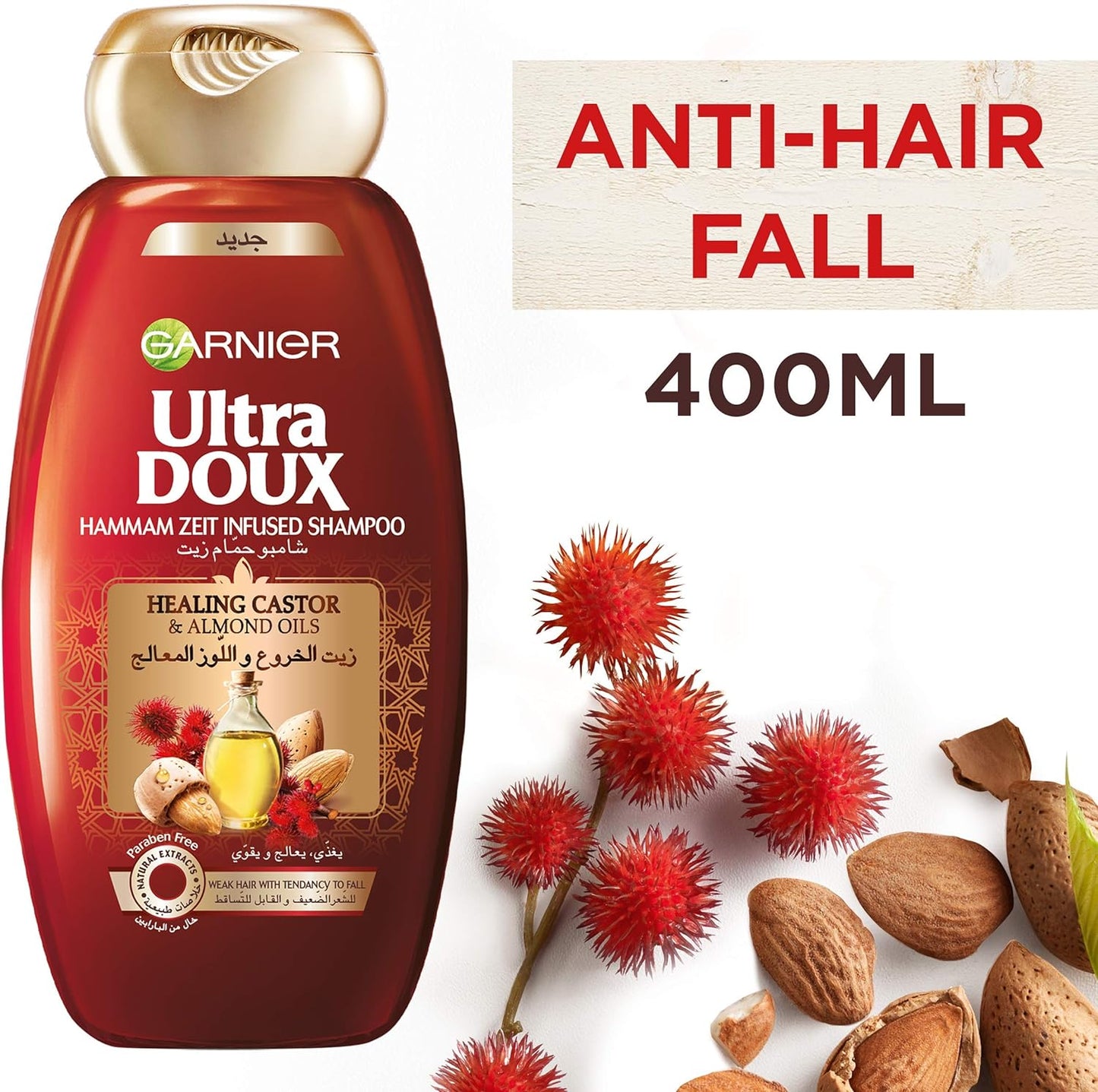 Garnier Ultra Doux Hammam Zeit InfUSed Shampoo With Healing Castor & Almond Oils, 400Ml