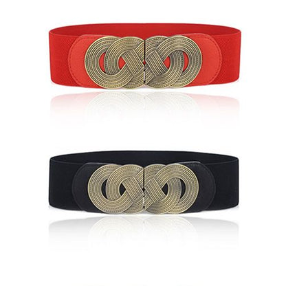 New Elastic Wide Corset Belts For Women, Windbreaker Elastic Waistband Button Decoration Wide Belt Ladies Belt Alloy Buckle Belt Dress Waist Belt Female Dress Waistband Big Stretch Belts Elastic Tied