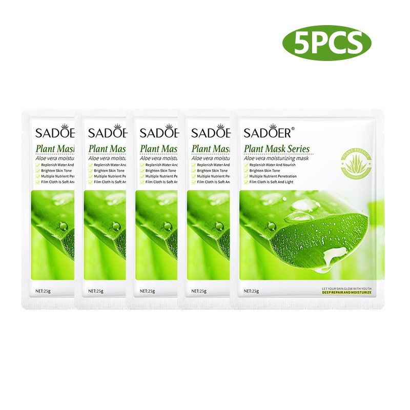 SADOER 9PCS Skin Care Set Aloe Vera Set Hydrating Face Toner + SADOER Face Cleanser + SADOER Face Serum + Face Spray + 5PCS Face Mask