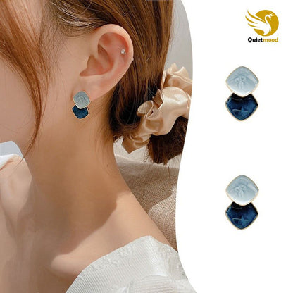 New Silver Pin Earrings Popular High-grade Earrings Geometric Square Earrings Simple Temperament Premium Earring Beautiful Women's Earrings