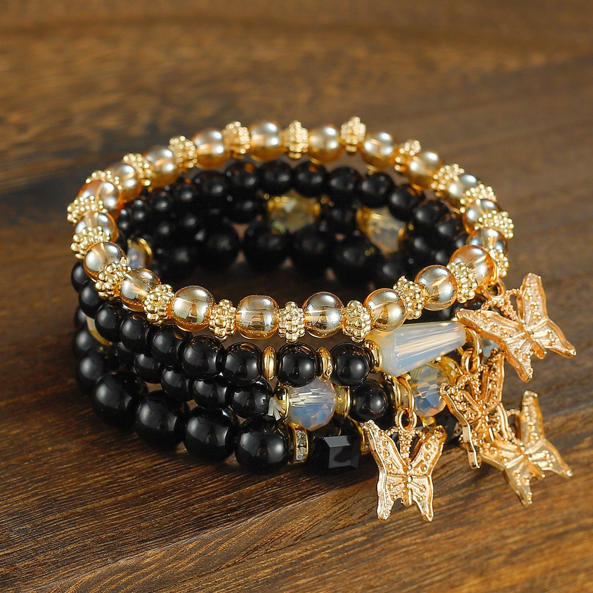 New Creative Women's Jewelry Butterfly Crystal Multi layer Beaded Fashion Bracelet