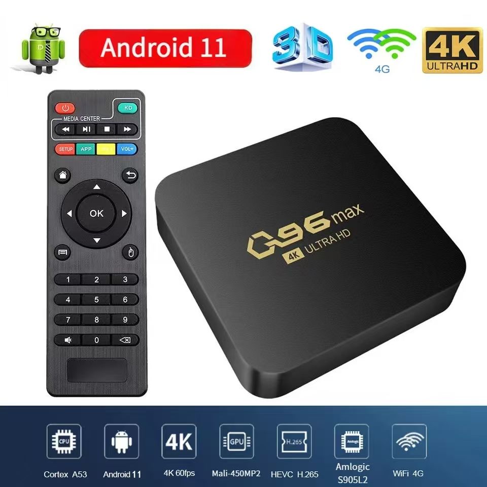 New Q96 Max TV Box Android 11.0 WIFI 4K 8+128G Smart Box Amlogic S905 HD Smart TV Youtube Media Player