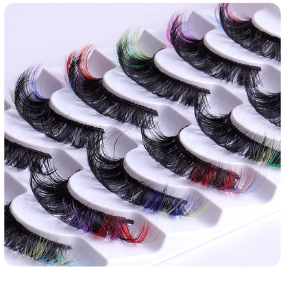 Seven pairs Europe and the United States high imitation mink color eyelashes thick curl up eye tail false eyelashes Eye Lashes Colored false eyelashes Mink Lashes Soft And Light