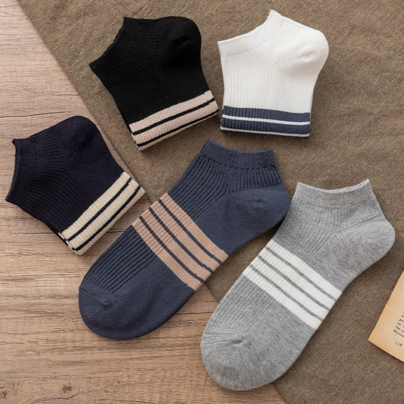 5 Pairs Of Men's Socks Short Sports Sweat-absorbing And Odor-proof Socks Boat Socks Men's Socks Cotton Men's Clothing Casual Socks