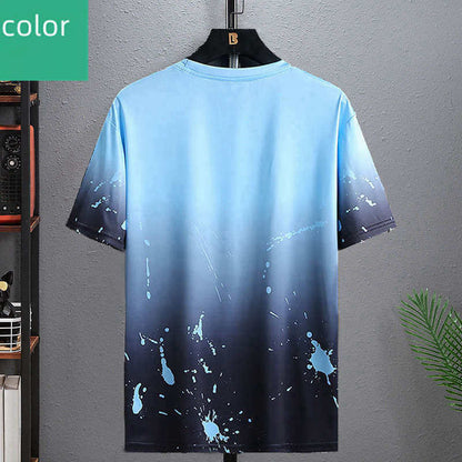 Niche Design Short-Sleeved Shorts Men's Snow And Ice Sportswear Casual Loose Gradual Change