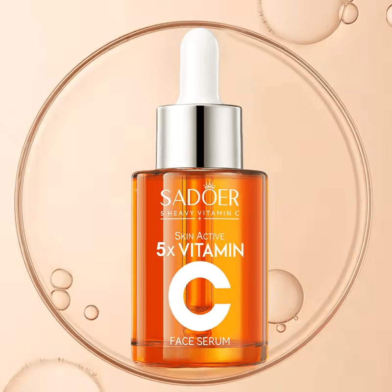 Sadoer 2 in 1, Skin Active 5 X Vitamin C Serum + Vitamin C Face Cleanser + with Added Niacinamide for Whitening Black Spots and Blemisshes, Deep Moisturizing, Skin Nourishing