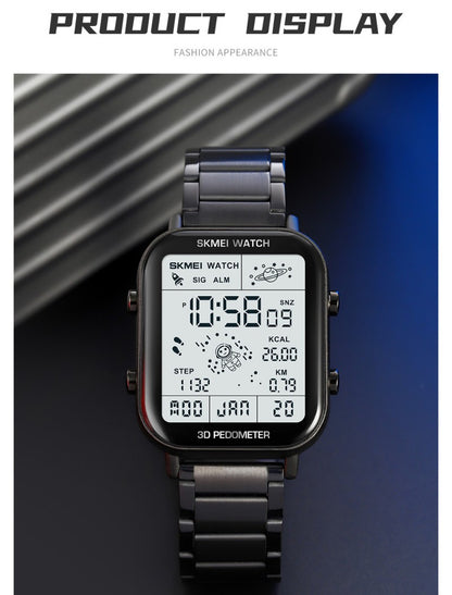 Skmei Men Watches Top Brand Original Men's Watches Multifunctional Walking Steel Strap Men's Electric Watch Sports Calorie Calculation Men's Wristwatch Male Wrist Watch