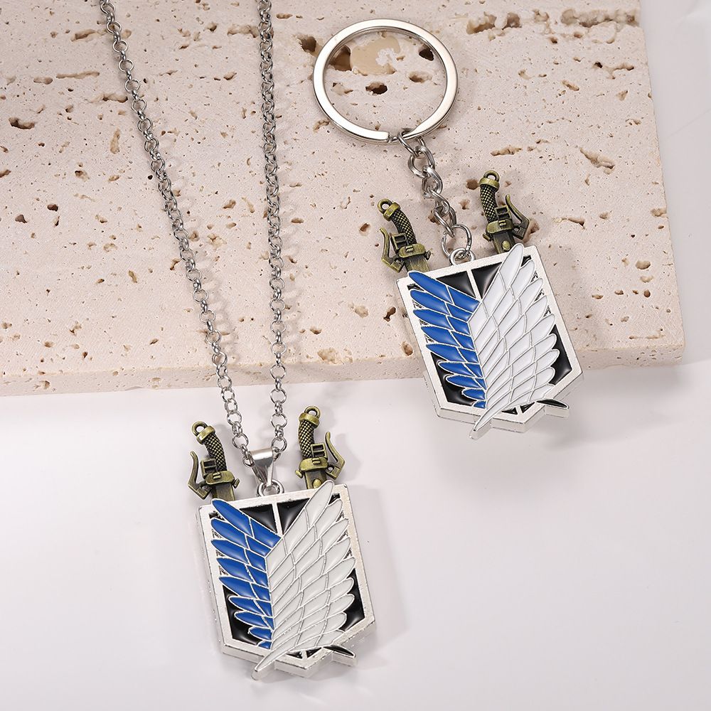 Anime Attack on Titan Necklace Shingeki No Kyojin Wings of Freedom Survey Sword Punk Necklace Pendant for Women Men Jewelry