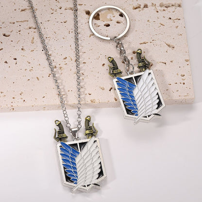 Anime Attack on Titan Necklace Shingeki No Kyojin Wings of Freedom Survey Sword Punk Necklace Pendant for Women Men Jewelry