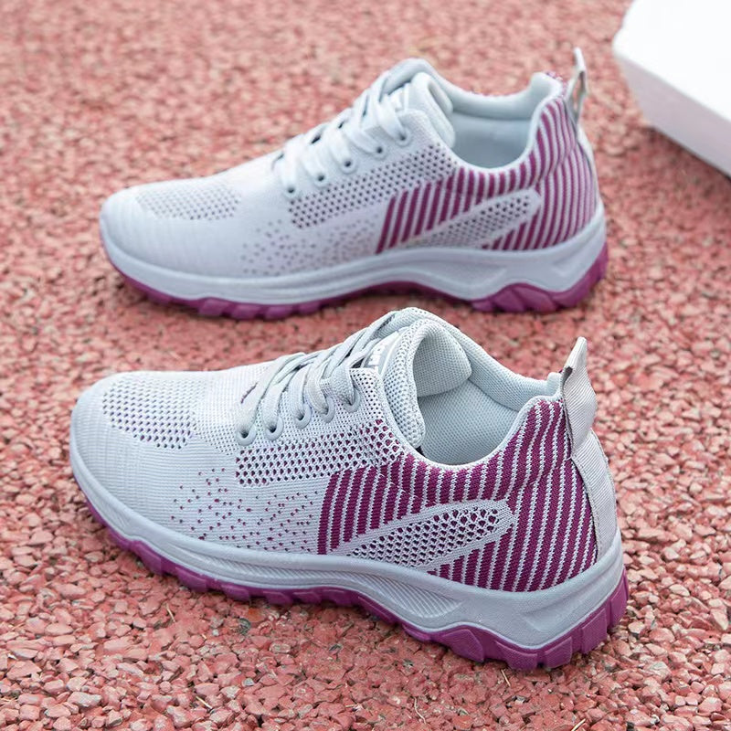 Women's lace-up sports sneakers ladies comfortable athletic casual running shoes girls soft soled cloth shoes students flats shoes sports shoes Ladies' breathable casual grey shoes
