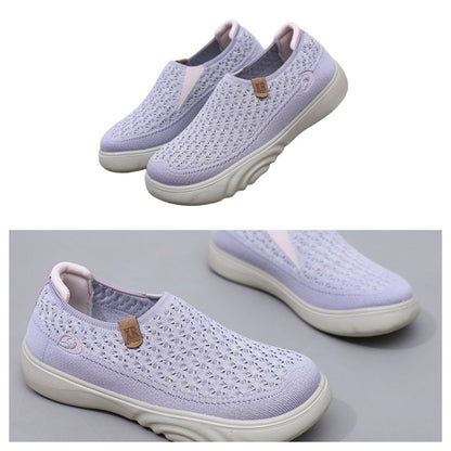 Autumn Shoes for Women Breathable Comfortable Slip-on Loafers Non-slip Thick Sole Casual Flat Shoes for Women Purple