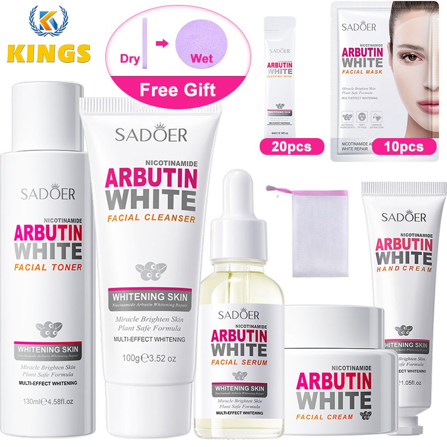 35-Piece Nicotinamide Arbutin White Skin Care Set Facial Cleanser Toner Cream Serum Sleeping Mask Facial Mask Hand Cream Multi-effect Whitening Miracle Brighten Skin