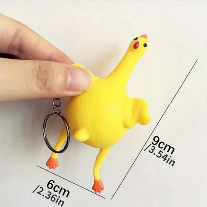 1pc Funny Squeeze Chicken Laying Egg Keychain Anti-Stress Tricky Toys Gag Children's Gift