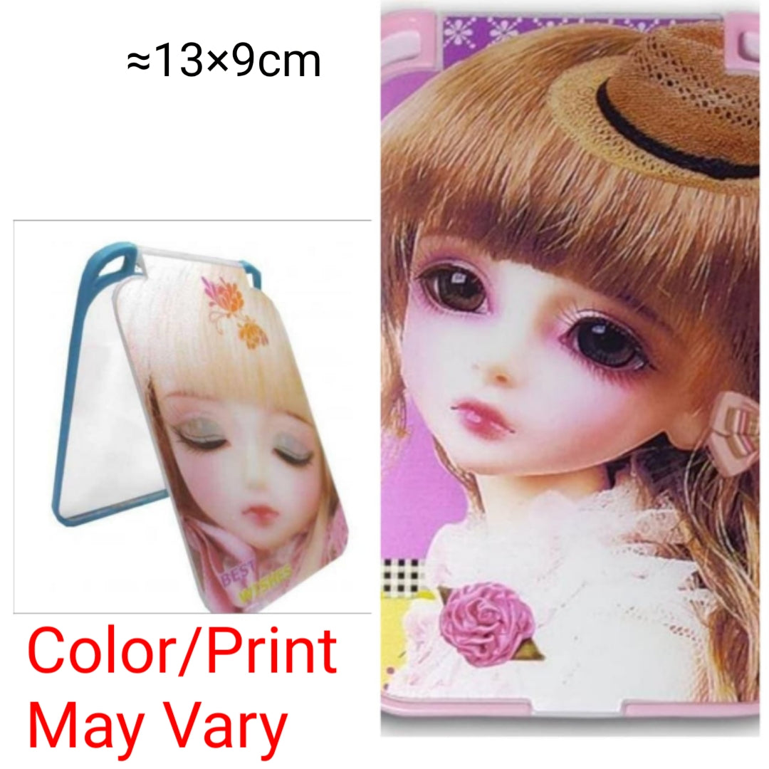 2/3/4 Purse Handbag Pocket Mirror 3d Doll Print Design Compact Handheld Portable Makeup Tool