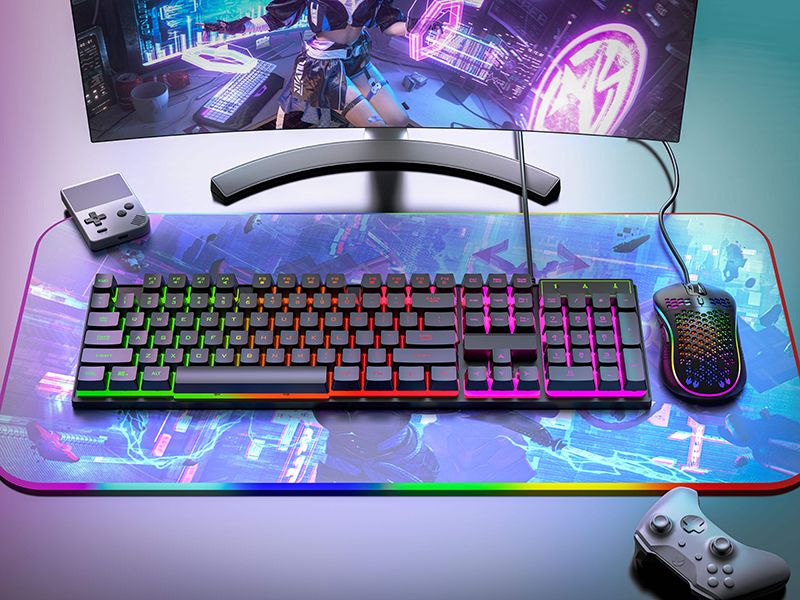 RichRipple Keyboard & Mouse Combos Backlit Gaming Keyboard And Mouse Rubber Russian Wired Keyboard Suitable For Gamers