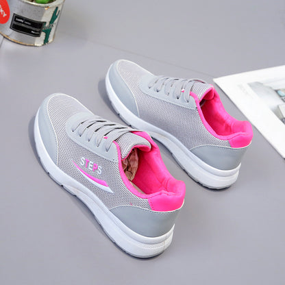 New arrival Women's casual sports gray shoes Ladies round toe mesh shoes Students fashion sneakers running shoes girls breathable gym shoes comfortable walking grey shoes