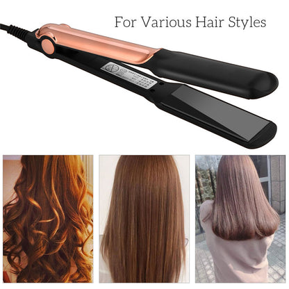 New Arrival Professional 2 In 1 Hair Straightener and Hair Curler with 4 Temperature Settings Wide Plate Hair Flat Iron for Home DIY Use for Both Wet and Dry