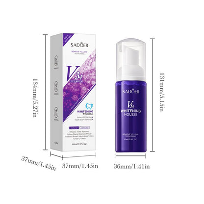 V34 Whitening Mousse – Teeth Cleaning, Gum Care, and Gentle Foaming Toothpaste
