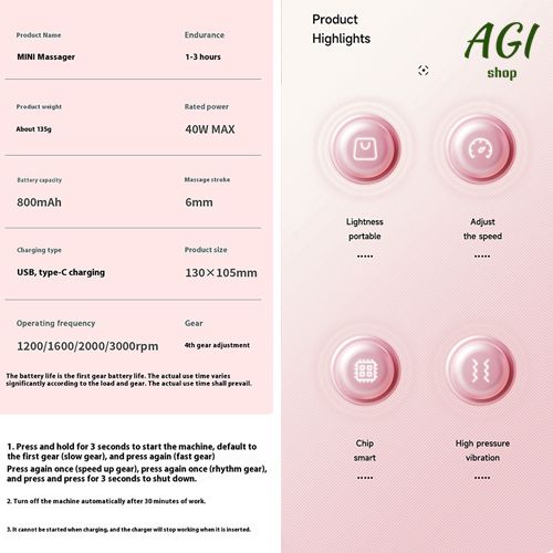 2024 Mini Vibration Massage Gun Rechargeable Wireless, Electric Massager Gun Muscle Relaxation Massager Promote Blood Circulation Professional Fitness Portable Electric Fascia Gun