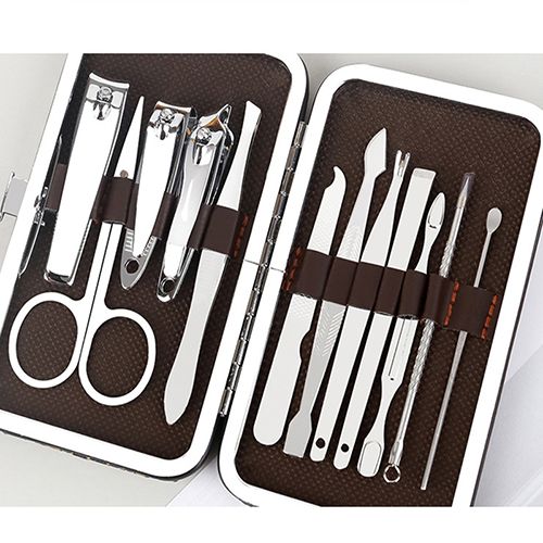 12-piece beauty set, finger care, nail clippers, cleanser, cuticle, pedicure, nail art, ear pick, peeling tool, small scissors, box, makeup set, manicure tool