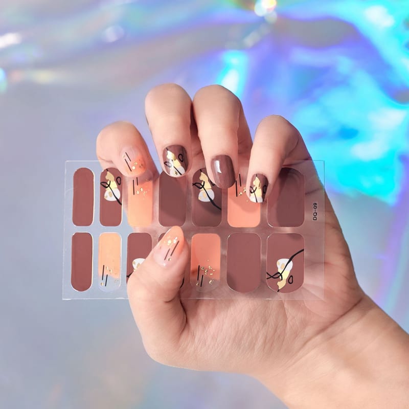 2 Sheets Glitter Gradient Color Nail Stickers Nail Wraps Full Cover Nail Polish Sticker DIY Self Adhesive Nail Art Decoration