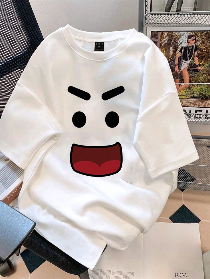 Niche Design BIG MOUTH EMOJI WTH EYES PRINT t-shirts.different sizes and colors.High quality material- t-shirt as shown.