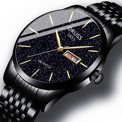 Men's Watch Date Week Fashion Watch Men Original Waterproof Non-mechanical Starlight Dual Calendar Quartz Wristwatch