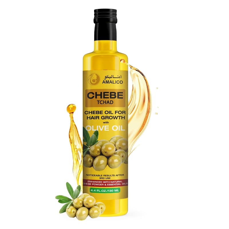 Amalico Chebe Oil for Hair Growth with Olive Oil - African Natural Chebe Powder for Hair Growth, Olive Hair Oil and Ostrich oil - 130 ML Hair and Sclap Care