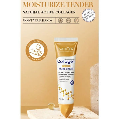 Collagen Anti-aging Hand Cream With Hyaluronic Acid & Niacinamide Softens Smoothens Improves Dry Hands - Sadoer